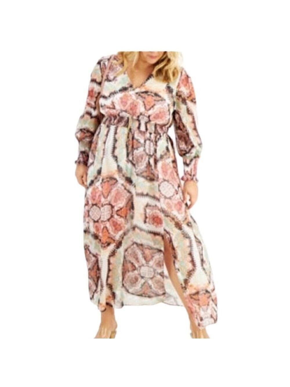 INC Plus Size Smocked Puff Sleeve Maxi Dress Size 3X